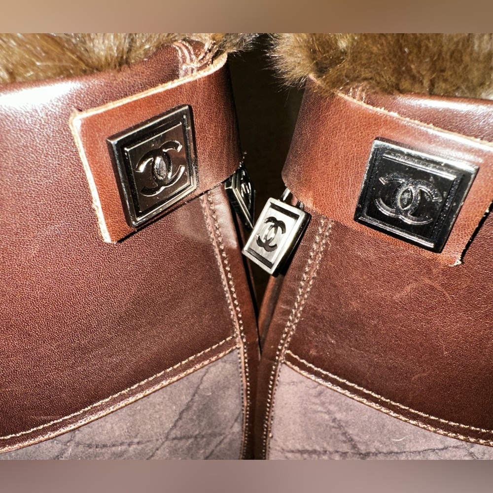 Chanel Suede & Leather Riding Boots in Espresso Brown Size 36.5 - Picture 11 of 15